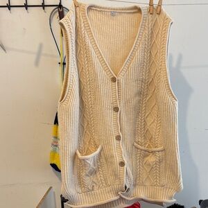 Cream Cable Knit Women's Sweater Vest